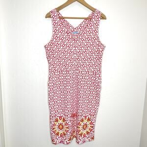 J McLaughlin Sophie Dress Womens Large Catalina Cloth Red Print Sleeveless
